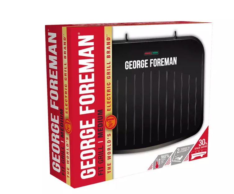 George Foreman 25810 Medium Fit Grill, Griddle, Hot Plate, Toastie Machine