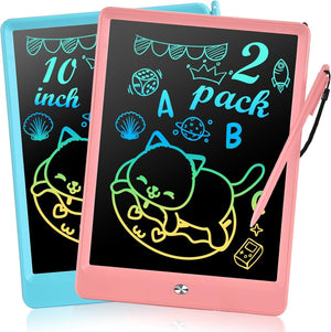 10 Inch Drawing Pad, LCD Drawing Tablet for Kids Travel Games - 2 Pack