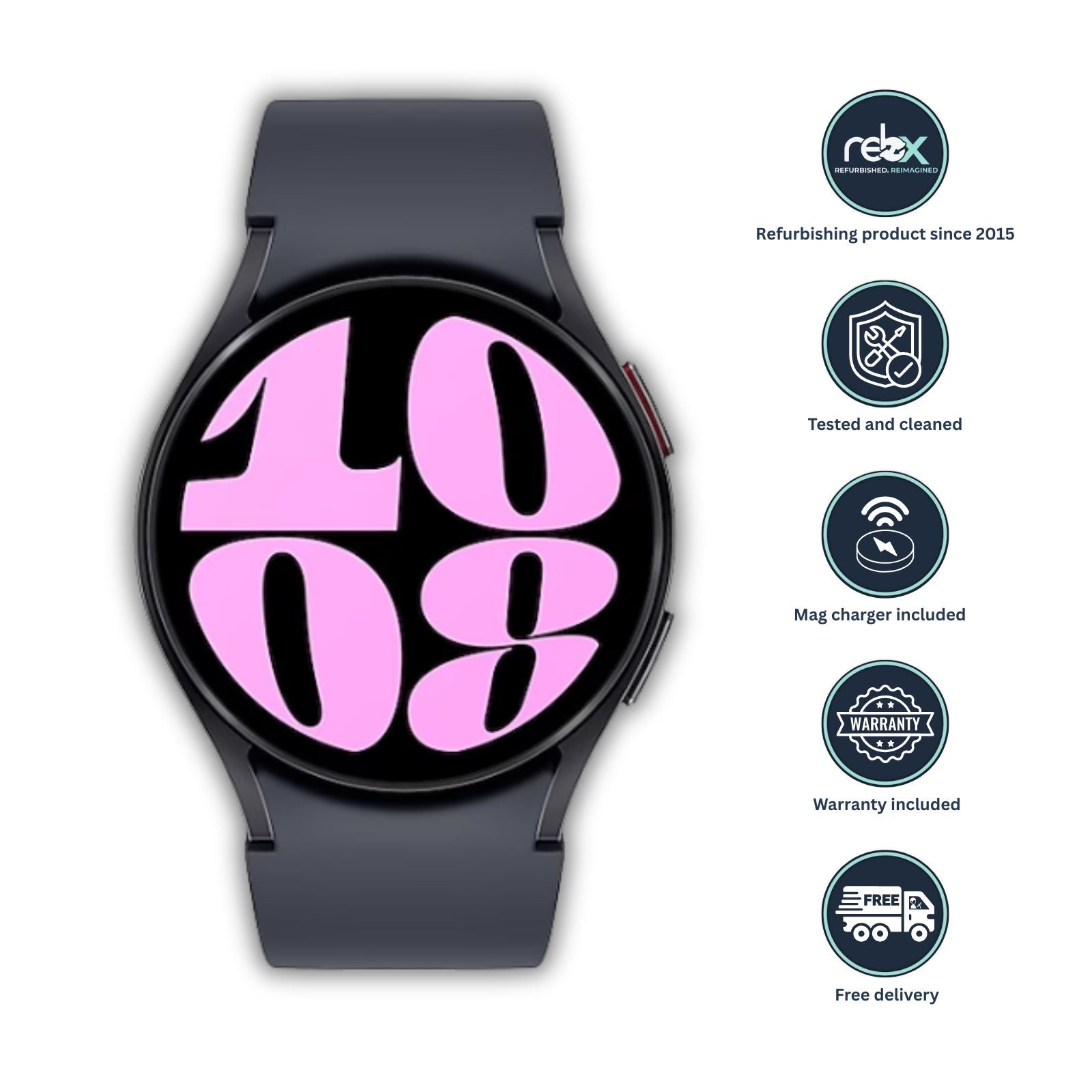 Samsung Galaxy Watch6 (Bluetooth, 40mm) Graphite Aluminium Case + Black Strap