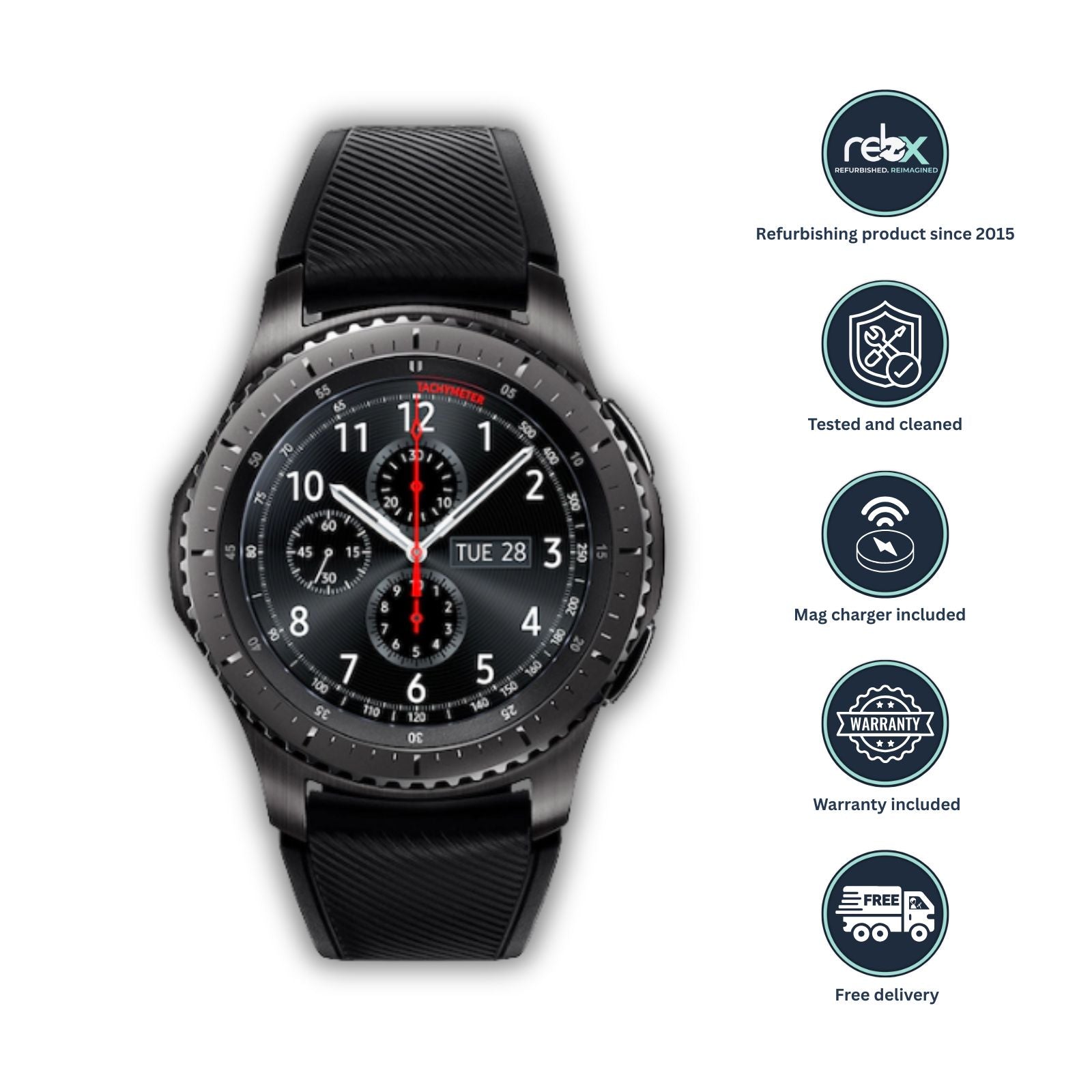 Samsung Gear S3 Frontier (Bluetooth, 46mm) Black Steel Case + Black Strap