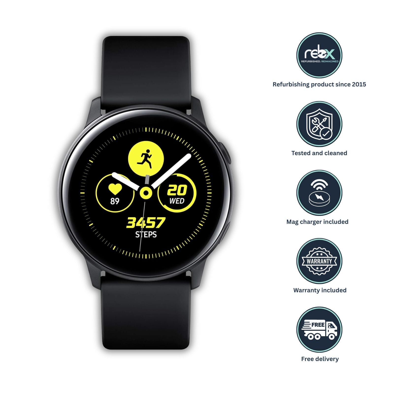 Samsung Galaxy Watch Active (Bluetooth, 40mm) Black Aluminium Case + Black Strap