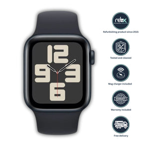 Apple Watch SE 2nd Gen (GPS, 40mm) Midnight Aluminium Case + Black Strap