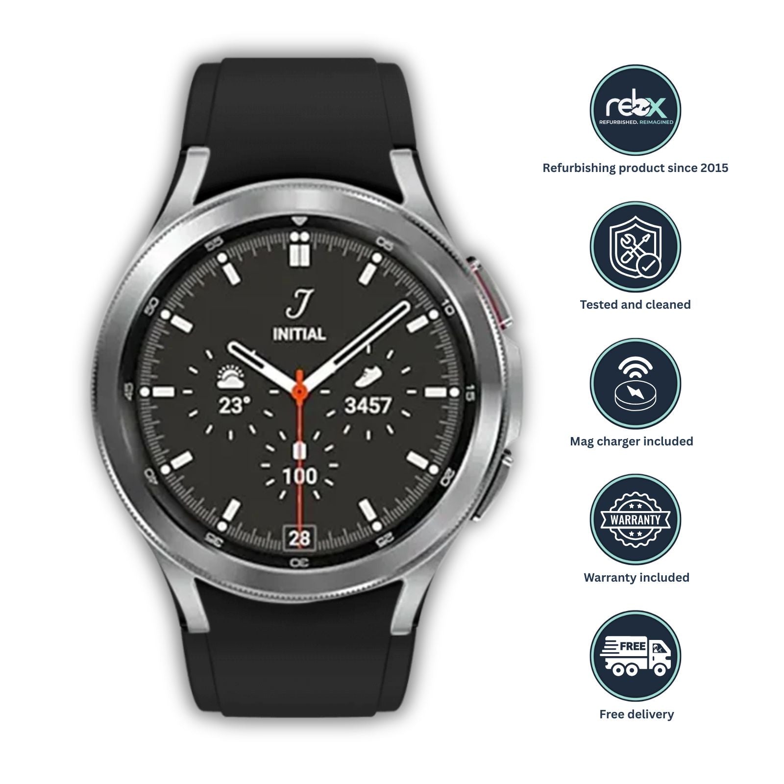 Samsung Galaxy Watch4 Classic (Bluetooth, 42mm) Steel Case + Black Strap