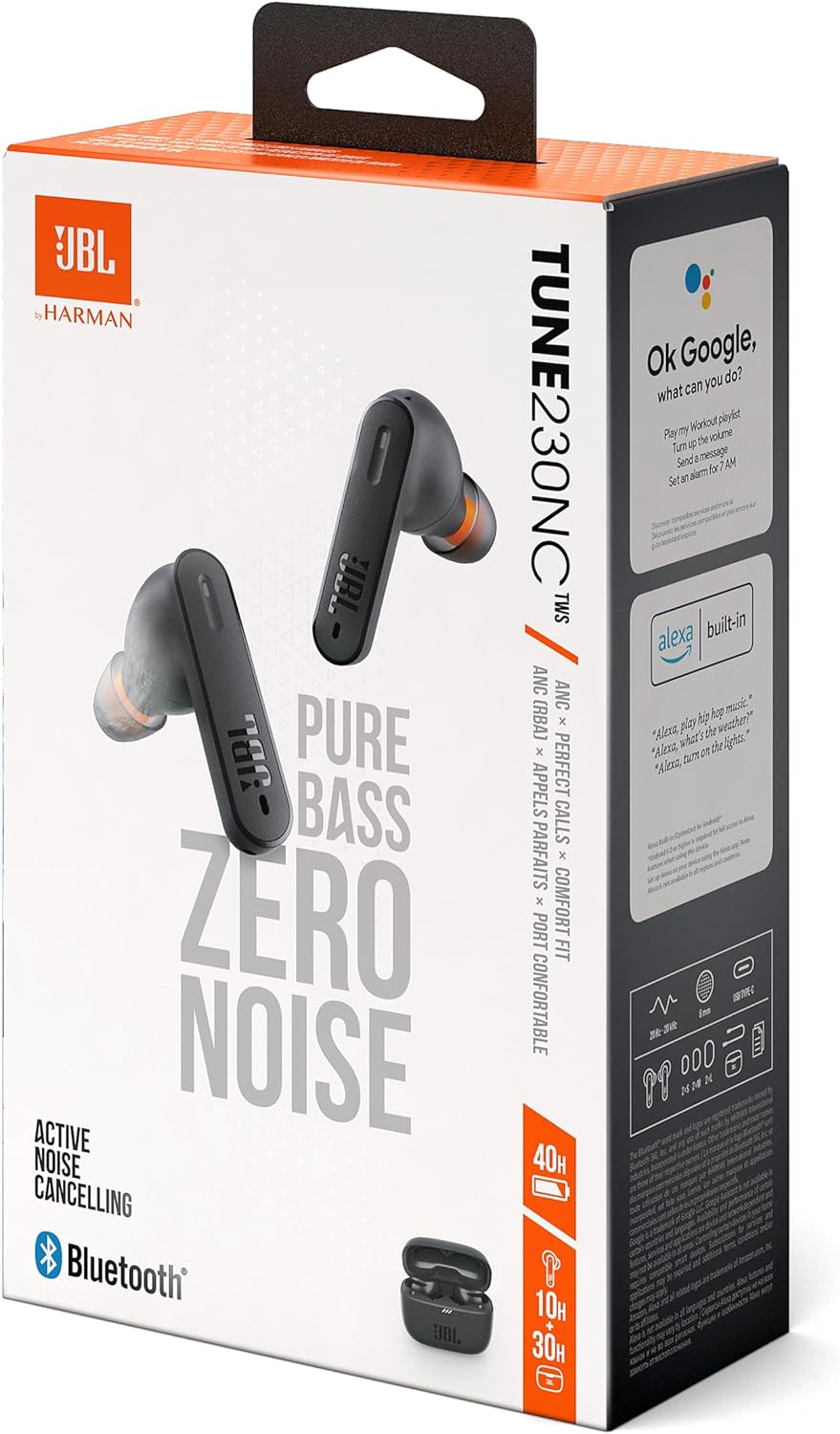 JBL Tune 230TWS Wireless Bluetooth Noise-Cancelling Earbuds - Black
