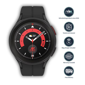 Samsung Galaxy Watch5 Pro (Bluetooth, 45mm) Black Titanium Case + Black Strap