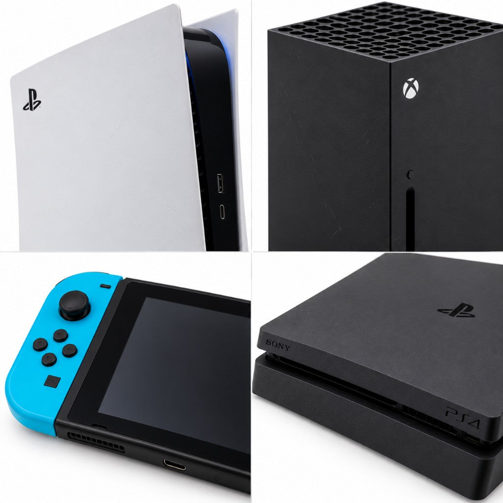 Good condition console example: light wear on a PlayStation 5, Xbox, Nintendo Switch and PlayStation 4
