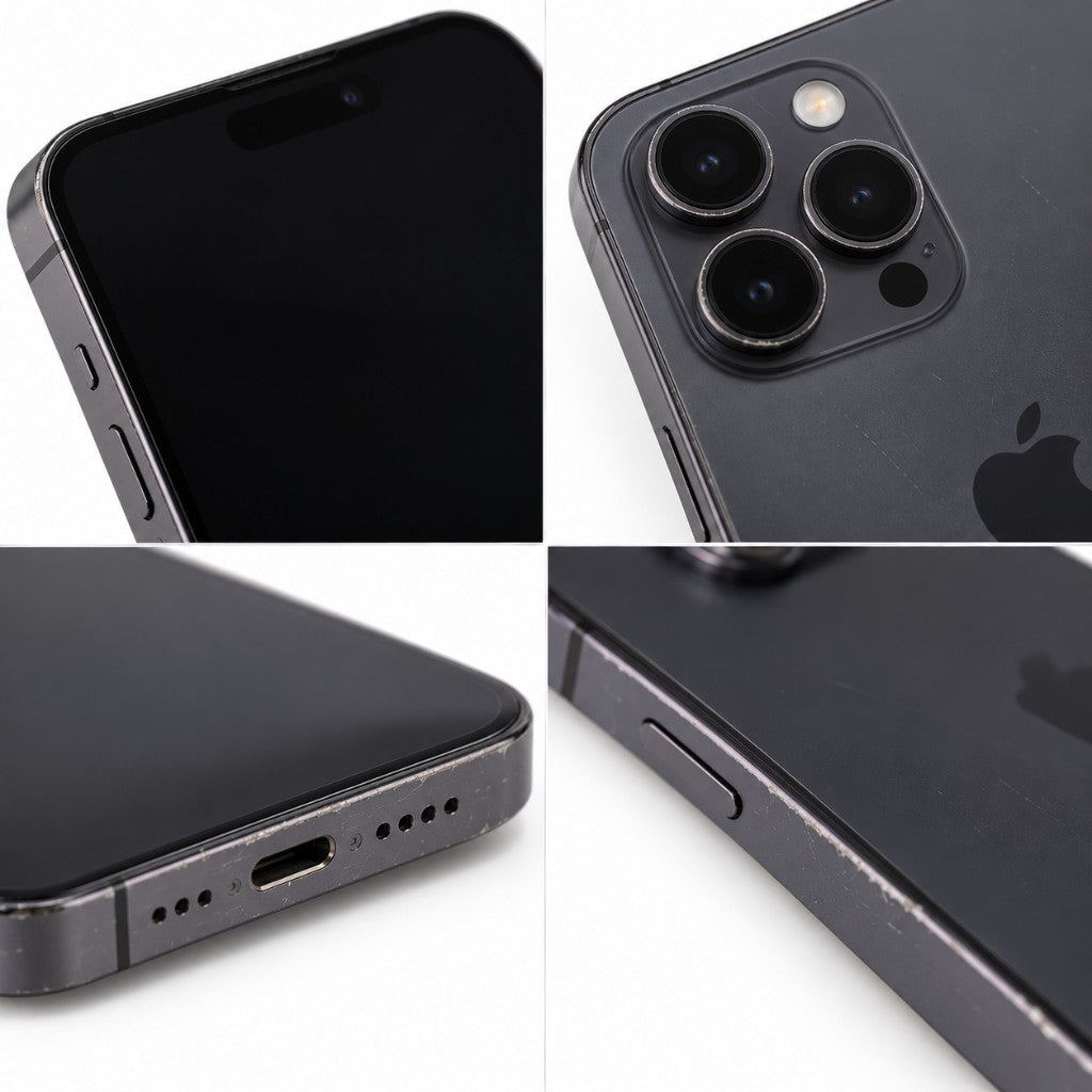 Fair condition example: scratched screen, worn back, side buttons and charging port