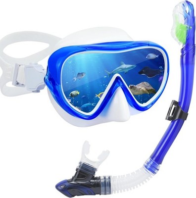 DiiDa Snorkel Set Adult/Youth Wide View Tempered Glass Mask + Snorkel