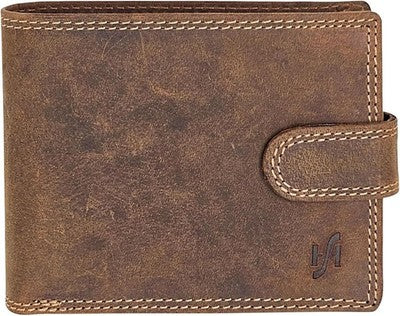 STARHIDE Mens Leather Wallet Brown RFID Blocking Notecase Coin ID Holder 710