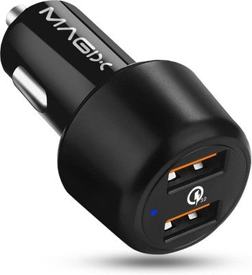 Magix 36 W Dual Usb-A Car Charger Qc3.0 18 Wx2 Fast Charging Adapter