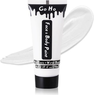 Go Ho White Face & Body Paint 2.37Oz Water-Based For Cosplay & Halloween
