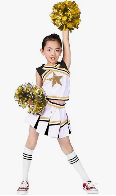 Lolanta Girls Cheerleading Costume Wpompoms & Socks Halloween Dress Up 5-6 Years