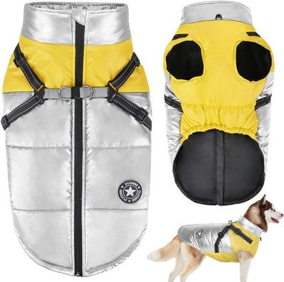 Oslueidy Waterproof Reflective Dog Coat Winter Jacket Yellow 4XL (XL-6XL)