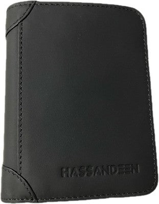 HASSANDEEN Men's RFID Leather Wallet Bifold Coin Pocket ID Slots Black