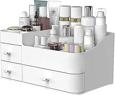 LAIBUY Designs Makeup Organizer with Drawers Dressing Table Organiser White Chic