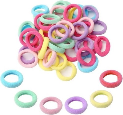 50Pcs Baby Hair Ties For Kids Toddlers Colorful Small Seamless Hair Bands