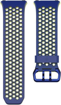 Fitbit Ionic Sport Band Blue/Yellow Silicone Strap For Fitbit, Small, Flexible