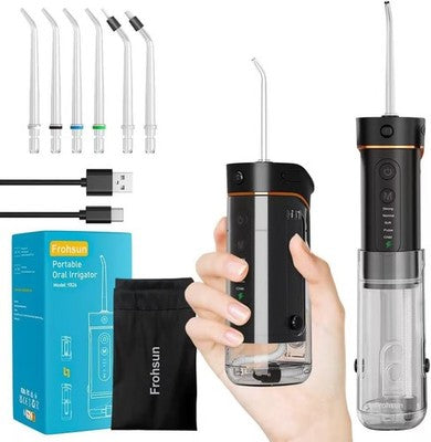 Frohsun Cordless Water Dental Flosser 5 Modes 6 Tips IPX7 Rechargeable