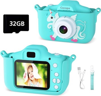 Cocopa Kids 1080P HD Camera Mint 32GB SD 2in IPS Screen Girls Gift Toy