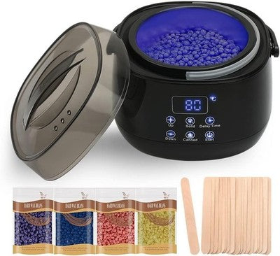 ZHENREN Waxing Kit Wax Heater Hard Wax Beads 400g Spatulas Full Body