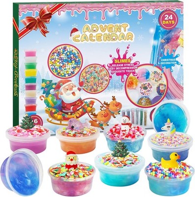 Christmas Slime Advent Calendar 2023 24 Days DIY Galaxy Crystal Slime Kit
