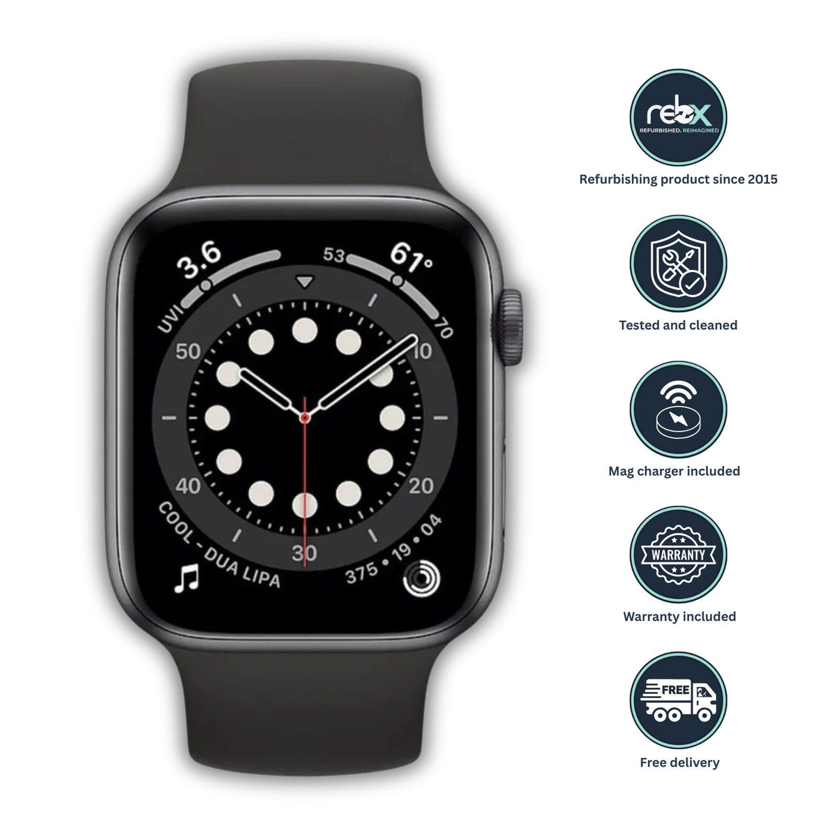 Apple Watch Series 6 (GPS+Cellular, 44mm) Space Grey Case + Black Strap