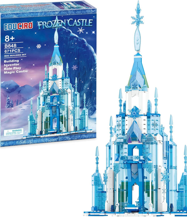 EDUCIRO Friends Frozen Ice Castle Building Girls Toys (671 Pieces), Princess Toys House, Aged 8 Years Old+ - Rebx.co.uk