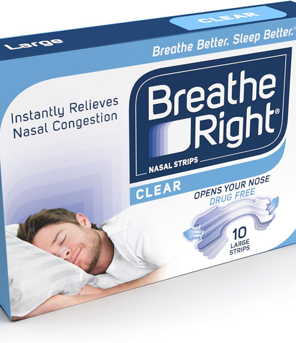 Breathe Right Clear Nasal Strips Large 10 Strips x 2 (20 Strips) - Rebx.co.uk