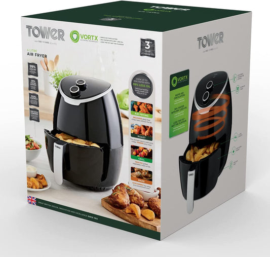Tower T17061BLK VortX 1400W 4.0L Manual Air Fryer Black