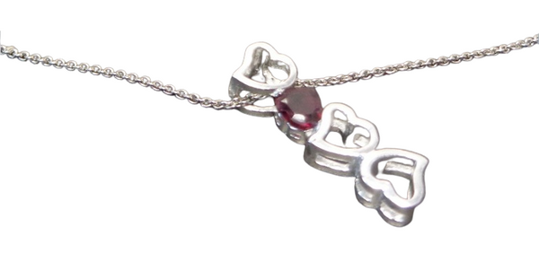 Glitzs Sterling Silver Genuine Garnet Heart Pendant - Rebx.co.uk