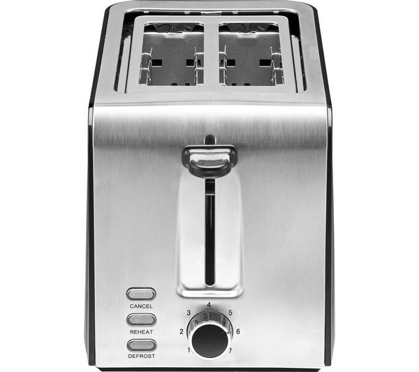 Logik L02TSS17 2-Slice Toaster - Black & Stainless Steel