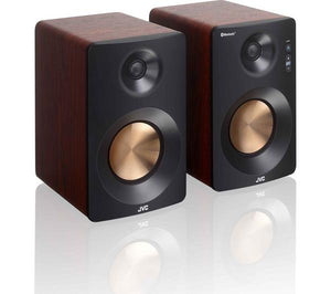 JVC XS-D629BM 2.0 Bluetooth Bookshelf Speakers Walnut Stereo Speaker Pair