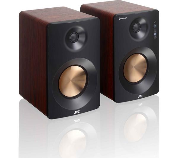 JVC XS-D629BM 2.0 Bluetooth Bookshelf Speakers Walnut Stereo Speaker Pair