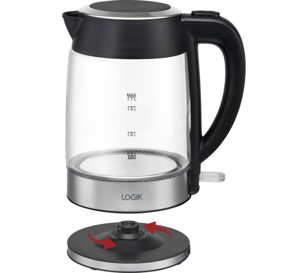 Logik L17GK22 1.7L Glass Cordless Kettle - Clear