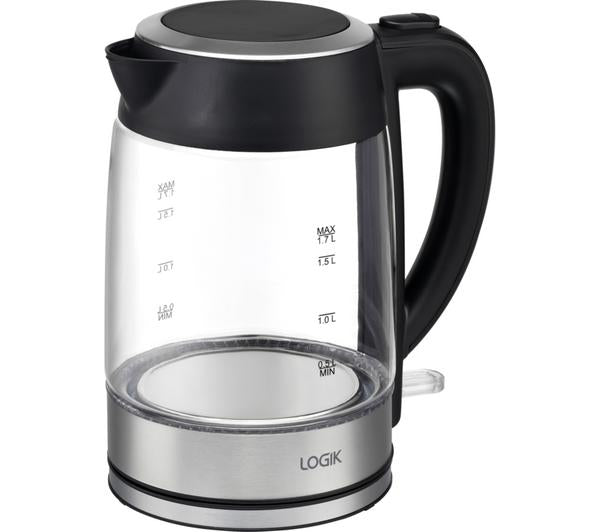 Logik L17GK22 1.7L Glass Cordless Kettle - Clear