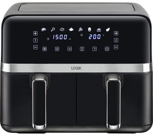 Logik L80AFB24 Dual Basket Air Fryer - Black & Silver