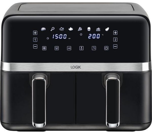 Logik L80AFB24 Dual Basket Air Fryer - Black & Silver