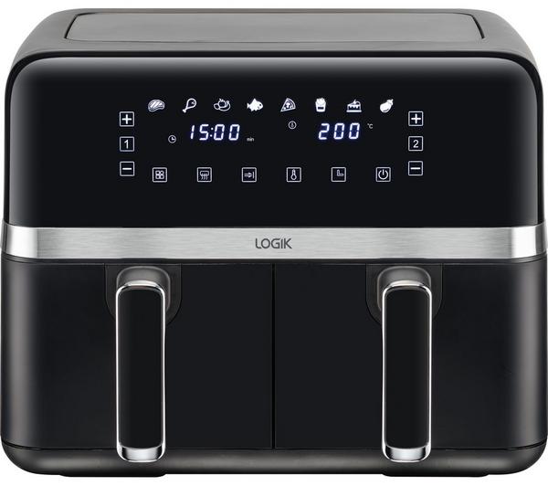 Logik L80AFB24 Dual Basket Air Fryer - Black & Silver