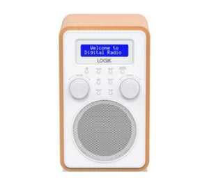Logik L60DAB25 Portable DAB+ & FM Digital Radio White Woodgrain Bedside