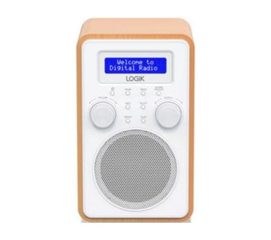 Logik L60DAB25 Portable DAB+ & FM Digital Radio White Woodgrain Bedside