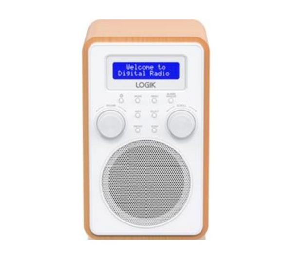 Logik L60DAB25 Portable DAB+ & FM Digital Radio White Woodgrain Bedside