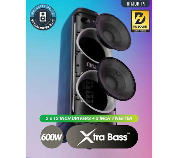 Majority Pulse 5 Portable Bluetooth Party Speaker, Black