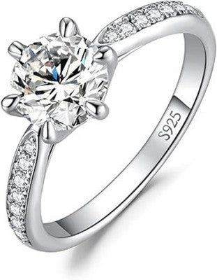 JewelryPalace 1.5ct Moissanite 925 Silver Solitaire Ring D-F VVS Size 5