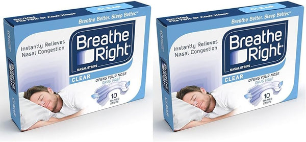 Breathe Right Clear Nasal Strips Large 10 Strips x 2 (20 Strips) - Rebx.co.uk