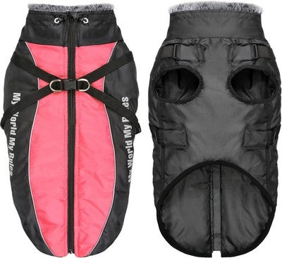 Taglory Dog Coat with Harness Waterproof Warm Reflective Pink XXL for Dogs