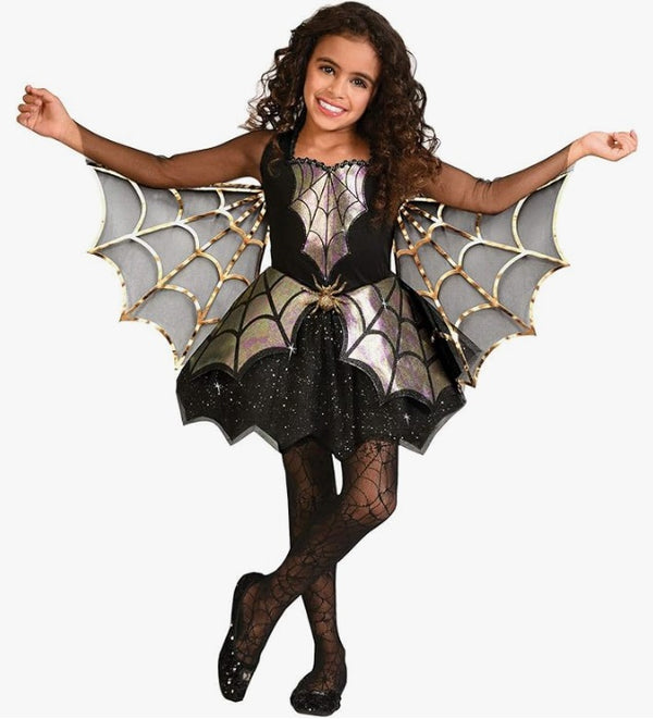 Girl's Iridescent Spider Costume Fancy Dress Cosplay with Wings - Age 8/10 - NEW - Rebx.co.uk