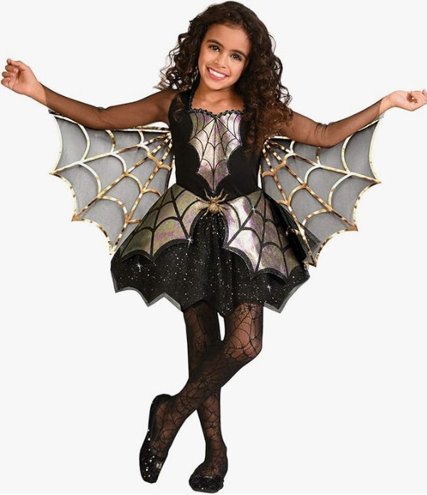 Girl's Iridescent Spider Costume Fancy Dress Cosplay with Wings - Age 8/10 - NEW - Rebx.co.uk