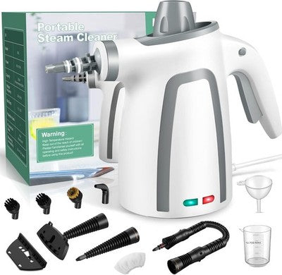 Handheld Steam Cleaner 250ml + 9 Accessories Multi-Purpose Grey/White