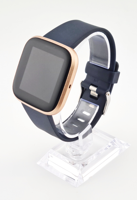 Fitbit Versa 2 Health & Fitness Smartwatch Voice Control, Copper Rose Blue Strap - Very Good Refurb - Rebx.co.uk