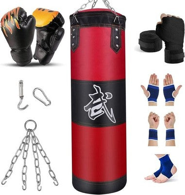 Prorobust Heavy Punching Bag Set Unfilled Gloves Wraps Chain Hook